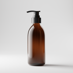Amber Glass Bottle with Pump Cap