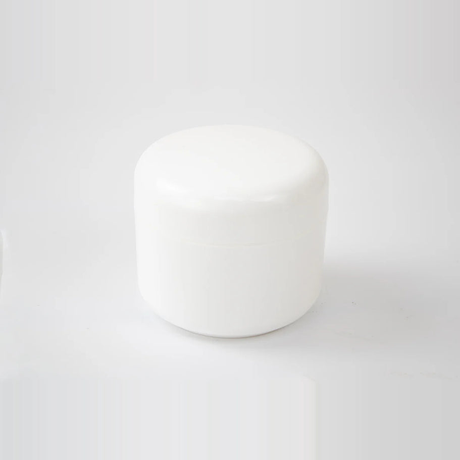 Refillable White Jar with Dome Lid - Versatile and Elegant Cosmetic Storage Container for Makeup and Beauty Products - Eco-Friendly and Cost-Effective - Ideal for Travel and Everyday Use - Plastic