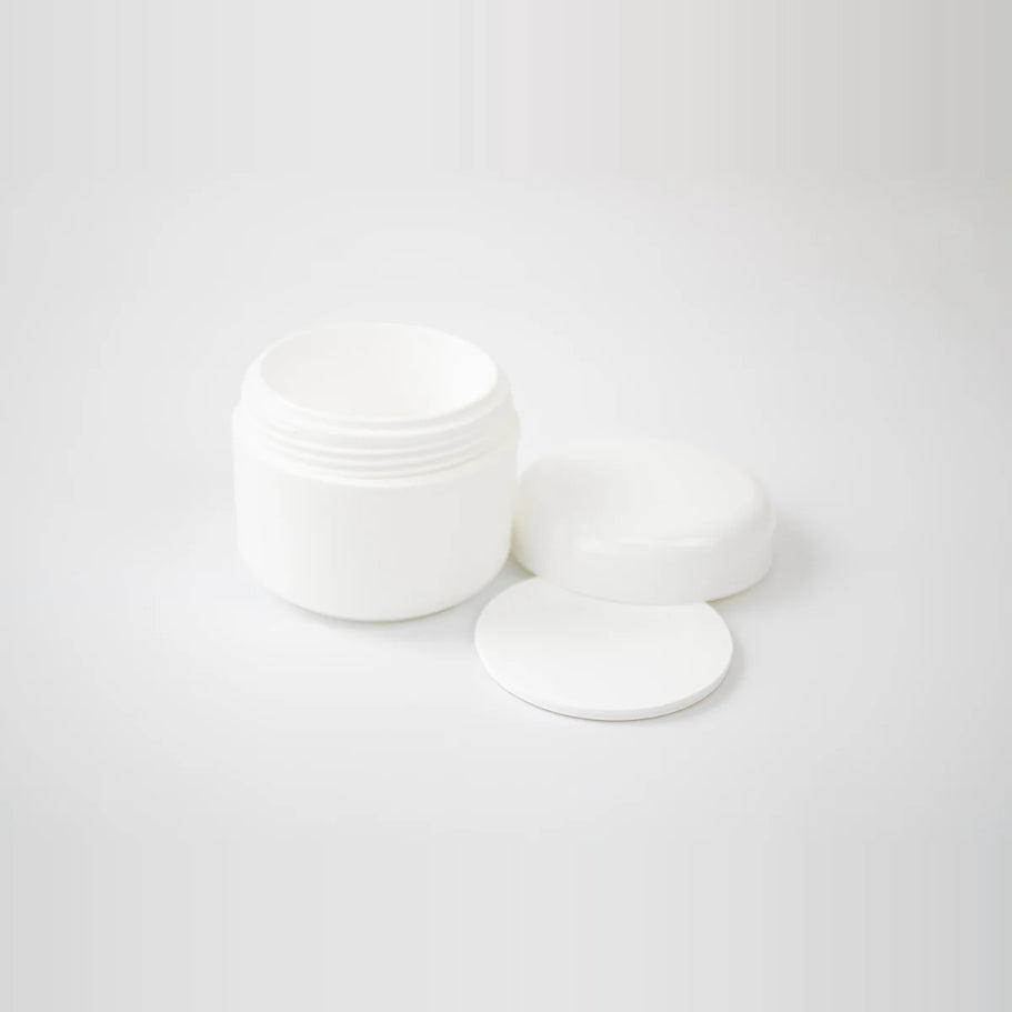 Refillable White Jar with Dome Lid - Versatile and Elegant Cosmetic Storage Container for Makeup and Beauty Products - Eco-Friendly and Cost-Effective - Ideal for Travel and Everyday Use - Plastic